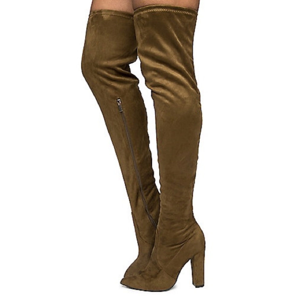 Olive Thigh High Boots | Make A Offer